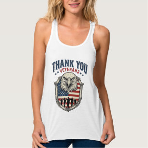 Danke Veteranen Patriotischer Adler Schild Shirt_1 Tank Top