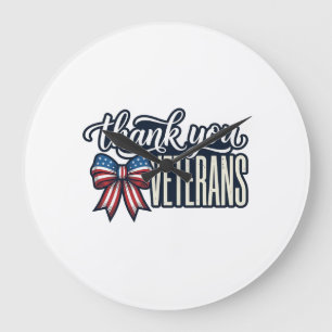 Danke Veteranen Patriotisches Band Vintage-Shirt_ Große Wanduhr