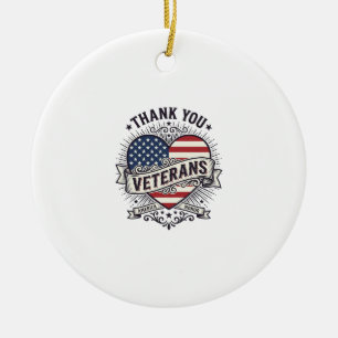 Danke Veteranen Patriotisches Herz Vektor Design_1 Keramik Ornament