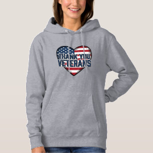 Danke Veteranen Patriotisches Herz Vintage-Design_ Hoodie