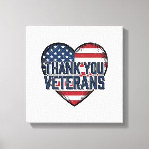 Danke Veteranen Patriotisches Herz Vintage-Design_ Leinwanddruck