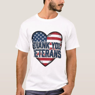 Danke Veteranen Patriotisches Herz Vintage-Design_ T-Shirt