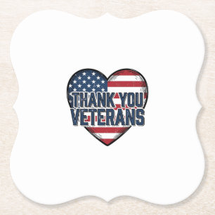 Danke Veteranen Patriotisches Herz Vintage-Design_ Untersetzer