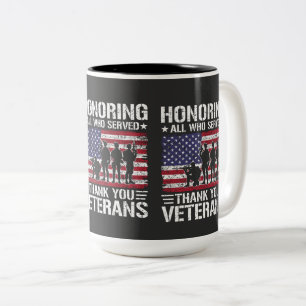 Danke Veteranen Patriotisches Militärdienst-Gesche Zweifarbige Tasse