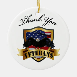Danke Veteranen-personalisierte Verzierung Keramikornament
