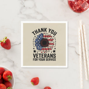 Danke Veteranen Sonnenblume Militärveteranen Tag Serviette