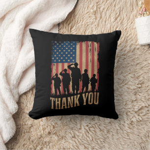 Danke Veteranen Tag Amerikanische Flagge Vintage Kissen