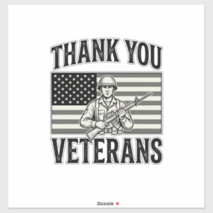 Danke Veteranen Vintage-Flagge Soldat Shirt Desi Aufkleber