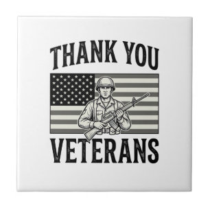 Danke Veteranen Vintage-Flagge Soldat Shirt Desi Fliese
