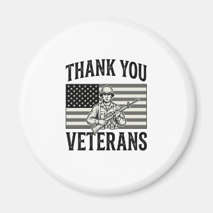 Danke Veteranen Vintage-Flagge Soldat Shirt Desi Magnet
