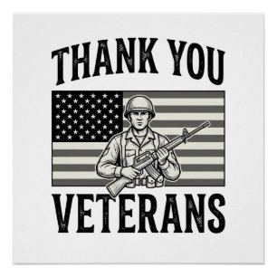 Danke Veteranen Vintage Flagge Soldat Shirt Desi Poster
