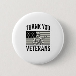 Danke Veteranen Vintage Flagge Soldat Shirt Design Button