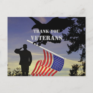 Danke Veterans Amerikanische Flagge Adler  Postkarte