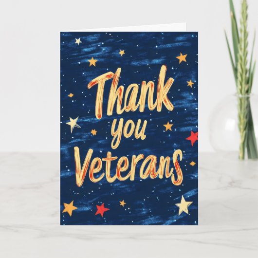 Danke Veterans Blue Feiertagskarte (Vorderseite)