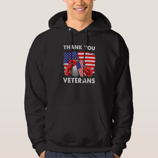 Danke Veterans Combat Boots Poppy Blume Veter Hoodie (Vorderseite)