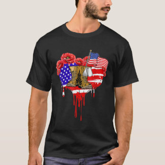 Danke Veterans Combat Boots Poppy Blume Veter T-Shirt