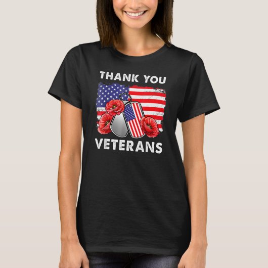 Danke Veterans Combat Boots Poppy Blume Veter T-Shirt (Vorderseite)
