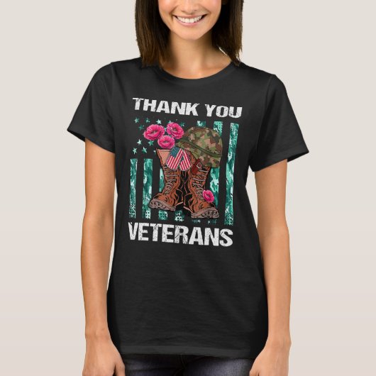 Danke Veterans Combat Boots Poppy Blume Veter T-Shirt (Vorderseite)