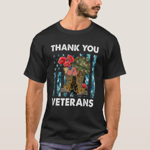 Danke Veterans Combat Boots Poppy Blume Veter T-Shirt