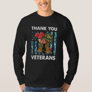 Danke Veterans Combat Boots Poppy Blume Veter T-Shirt