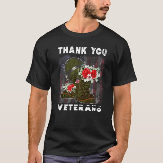 Danke Veterans Combat Boots Poppy Blume Veter T-Shirt (Vorderseite)
