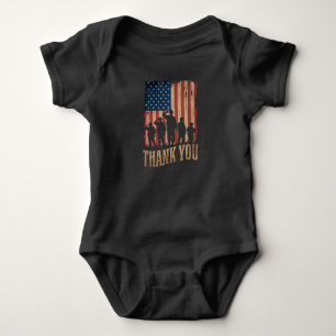 Danke Veterans Day Amerikanische Flagge Vintage Baby Strampler