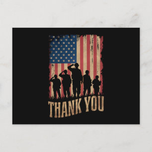 Danke Veterans Day Amerikanische Flagge Vintage Feiertagspostkarte
