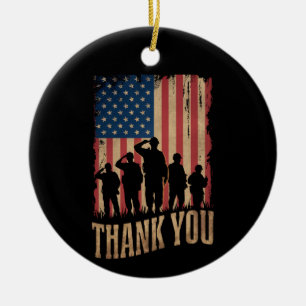 Danke Veterans Day Amerikanische Flagge Vintage Keramik Ornament