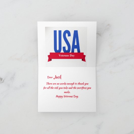 Danke Veterans Day Card (Innenseite)