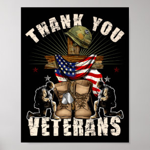 Danke Veterans Day Memorial Day Patriotisch Militä Poster