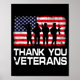 Danke Veterans Day USA-Flagge Patriotischer Soldat Poster