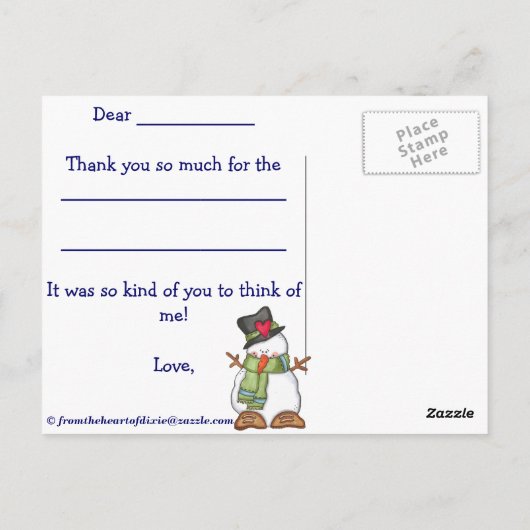 Danke, viel zu schneien (personifizieren Sie) Postkarte (Rückseite)