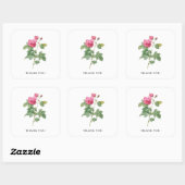 Danke Vintag Pink Rose Botanical Quadratischer Aufkleber (Blatt)