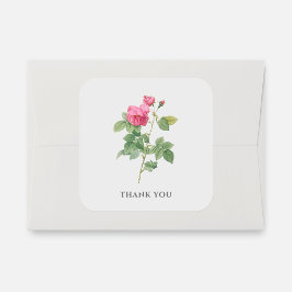 Danke Vintag Pink Rose Botanical Quadratischer Aufkleber