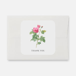 Danke Vintag Pink Rose Botanical Quadratischer Aufkleber