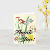 "Danke!" + Vintage-Look Farbige Blumen Karte (Gelbe Blume)