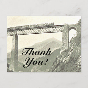 "Danke!", Vintage Train & Bridge Postcard Postkarte