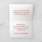 "Danke, von der Tochter zu bemuttern" Dankeskarte (Innenseite)