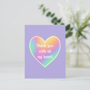 Danke von ganzem Herzen Regenbogen-Postkarte Postkarte