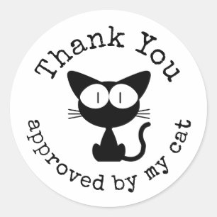 Danke, von meiner schwarzen Katze genehmigt Runder Aufkleber