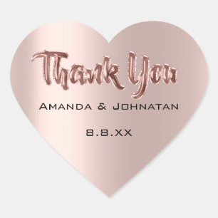 Danke von Name Balloons Rose Wedding Bridal Herz-Aufkleber
