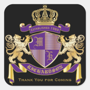 Danke Wappen Monogramm-goldenes Löwe-Emblem Quadratischer Aufkleber