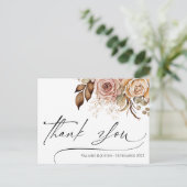Danke Wasserfarbe Boho Blumen Postkarte (Stehend Vorderseite)