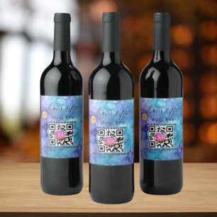 Danke Wasserfarbe Geschäft Instagram QR-Code  Weinetikett