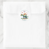 Danke Wasserfarben-Dinosaurier Runder Aufkleber (Tasche)
