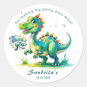 Danke Wasserfarben-Dinosaurier Runder Aufkleber
