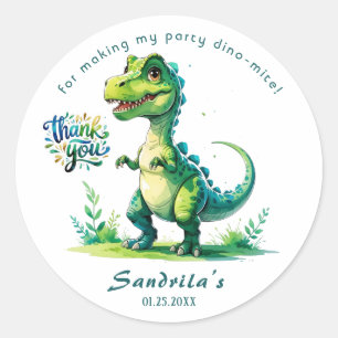 Danke Wasserfarben-Dinosaurier Runder Aufkleber
