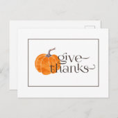 Danke | Wasserfarbenkürbis Postkarte (Vorne/Hinten)