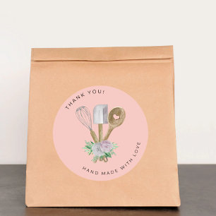 Danke Watercolor Bakery Runder Aufkleber