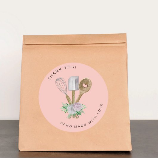 Danke Watercolor Bakery Runder Aufkleber